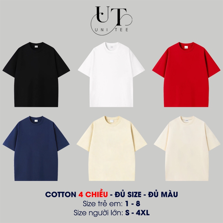 (9Kg-110Kg) Áo thun UNISEX trơn basic, chất Cotton 4 chiều thoát mát cho NAM NỮ, GIA ĐÌNH - Uni Tee I U63