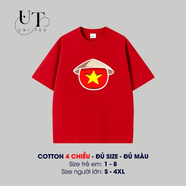 (9kg-110kg) Áo thun đỏ Unisex in hình CỜ ĐỎ SAO VÀNG VIỆT NAM cho BÉ TRAI, BÉ GÁI, NAM NỮ, CẶP ĐÔI - Uni Tee I U112
