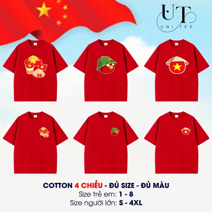 (9kg-110kg) Áo thun đỏ Unisex in hình CỜ ĐỎ SAO VÀNG VIỆT NAM cho BÉ TRAI, BÉ GÁI, NAM NỮ, CẶP ĐÔI - Uni Tee I U112