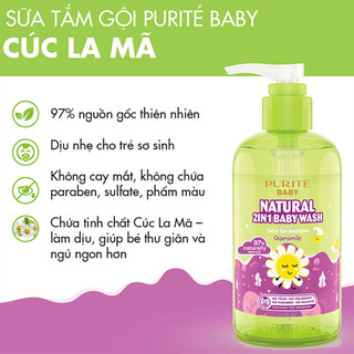 Sữa tắm gội thiên nhiên Purité Baby cúc la mã 500ml