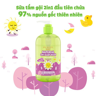 Sữa tắm gội thiên nhiên Purité Baby cúc la mã 500ml