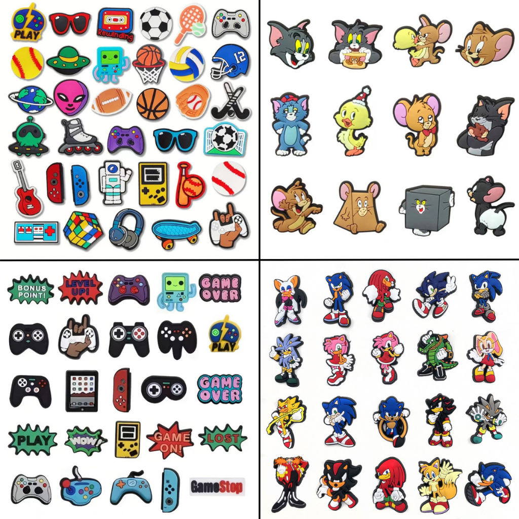 Set charm gắn dép cross, Nút gắn sticker phụ kiện jibbitz anime trang trí dép cross CROSS TREND