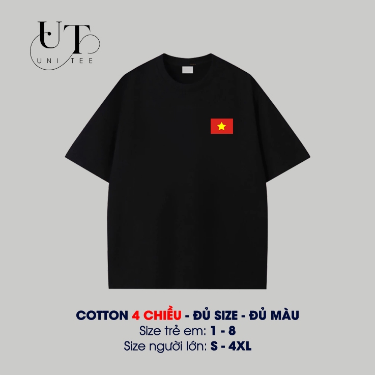 (9Kg-110Kg) Áo thun Unisex hình CỜ ĐỎ SAO VÀNG, cotton thoáng mát cho BÉ TRAI, BÉ GÁI, NAM NỮ - Uni Tee I U33