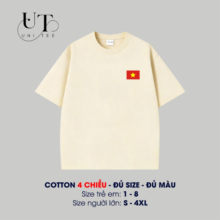 (9Kg-110Kg) Áo thun Unisex hình CỜ ĐỎ SAO VÀNG, cotton thoáng mát cho BÉ TRAI, BÉ GÁI, NAM NỮ - Uni Tee I U33