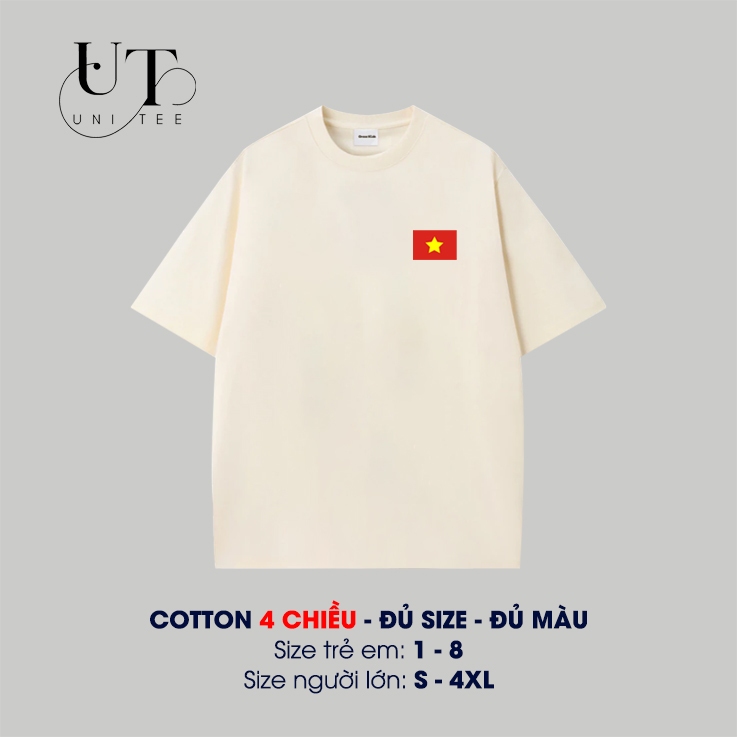 (9Kg-110Kg) Áo thun Unisex hình CỜ ĐỎ SAO VÀNG, cotton thoáng mát cho BÉ TRAI, BÉ GÁI, NAM NỮ - Uni Tee I U33
