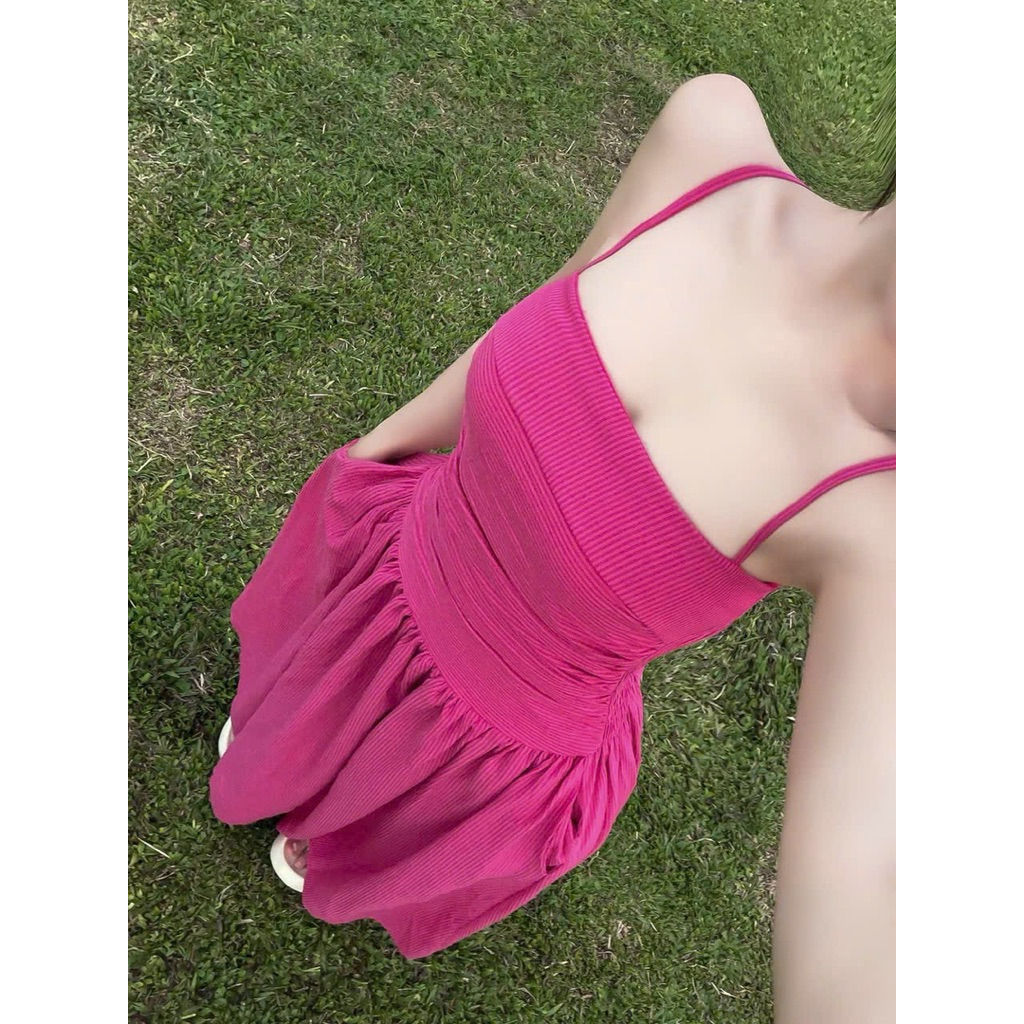 “Hana dress” Váy 2S cup ngực dáng dài trẻ trung xinh xắn, Đầm maxi đi biển thiết kế nhún ngực chiết eo tôn dáng