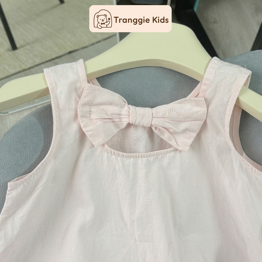 Set bộ hè bé gái áo cổ sen hồng & quần short kaki kem lớp voan xinh xắn (9–21kg) Tranggie JC19