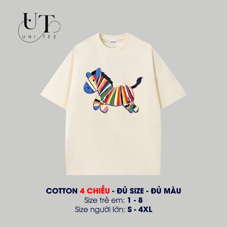 (9kg-110kg) Áo thun Unisex họa tiết con NGỰA  VẰN, co giãn, dễ vận động cho TRẺ EM, NAM NỮ - Uni Tee I U96