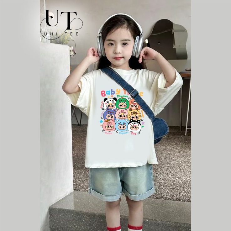 (9kg-110kg) Áo thun Unisex hình Baby Three dễ thương, năng động cho BÉ TRAI, BÉ GÁI, NAM NỮ, GIA ĐÌNH - Uni Tee I U106