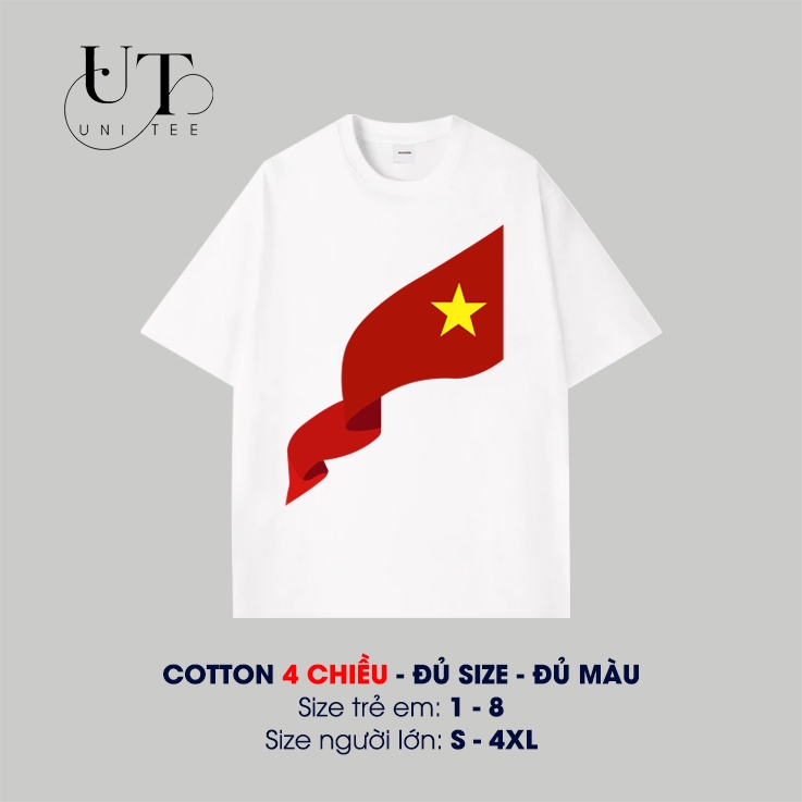 (9kg-110kg) Áo thun Unisex hình Sao Vàng yêu nước, thoáng mát cho BÉ TRAI, BÉ GÁI, NAM NỮ, CẶP ĐÔI - Uni Tee I U122