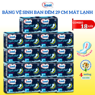 Băng vệ sinh Ban Đêm ICOOL CHILL gói 4 miếng 29cm BVS Mặt Vải Có Cánh Bạc Hà Mát Lạnh Kháng Khuẩntốt