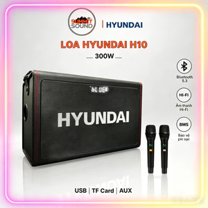 Loa HYUNDAI Loa Karaoke Xách Tay H10, Công Suất Lớn 300W Kèm 2 Micro