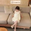 Váy liền bé gái trắng kem sát nách đính nơ & bèo thanh lịch (8–20kg) Tranggie JC06