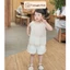 Set hè bé gái áo be phối bèo & quần short kem thanh lịch (8–20kg) JC08