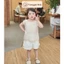 Set hè bé gái áo be phối bèo & quần short kem thanh lịch (8–20kg) JC08