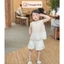 Set hè bé gái áo be phối bèo & quần short kem thanh lịch (8–20kg) JC08