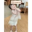 Set hè bé gái áo be phối bèo & quần short kem thanh lịch (8–20kg) JC08