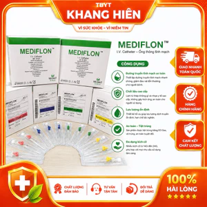 Hộp 100 cây kim luồn tĩnh mạch Mediflon, có cổng tim thuốc