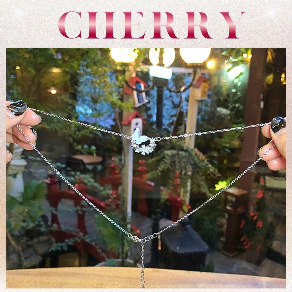 [KHÔNG ĐEN GỈ] Bộ Dây chuyền nữ hồ điệp CHERRY JEWELRY nhiều màu phụ kiện bạc trang sức thời trang