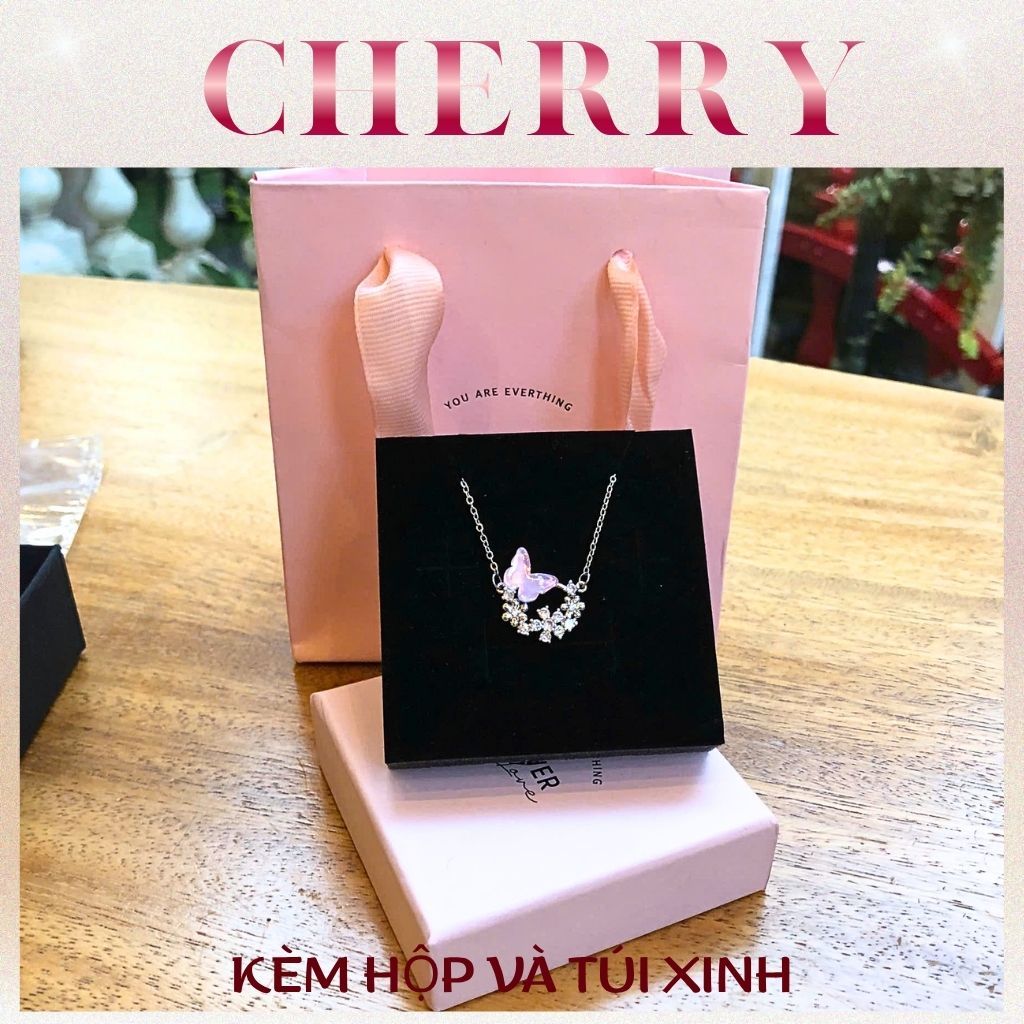[KHÔNG ĐEN GỈ] Bộ Dây chuyền nữ hồ điệp CHERRY JEWELRY nhiều màu phụ kiện bạc trang sức thời trang