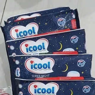 Băng vệ sinh Ban Đêm ICOOL SUPER NIGHT gói 3 miếng 35cm Không Mát BVS Mặt Vải Tơ Tằm Không Có Cánh..