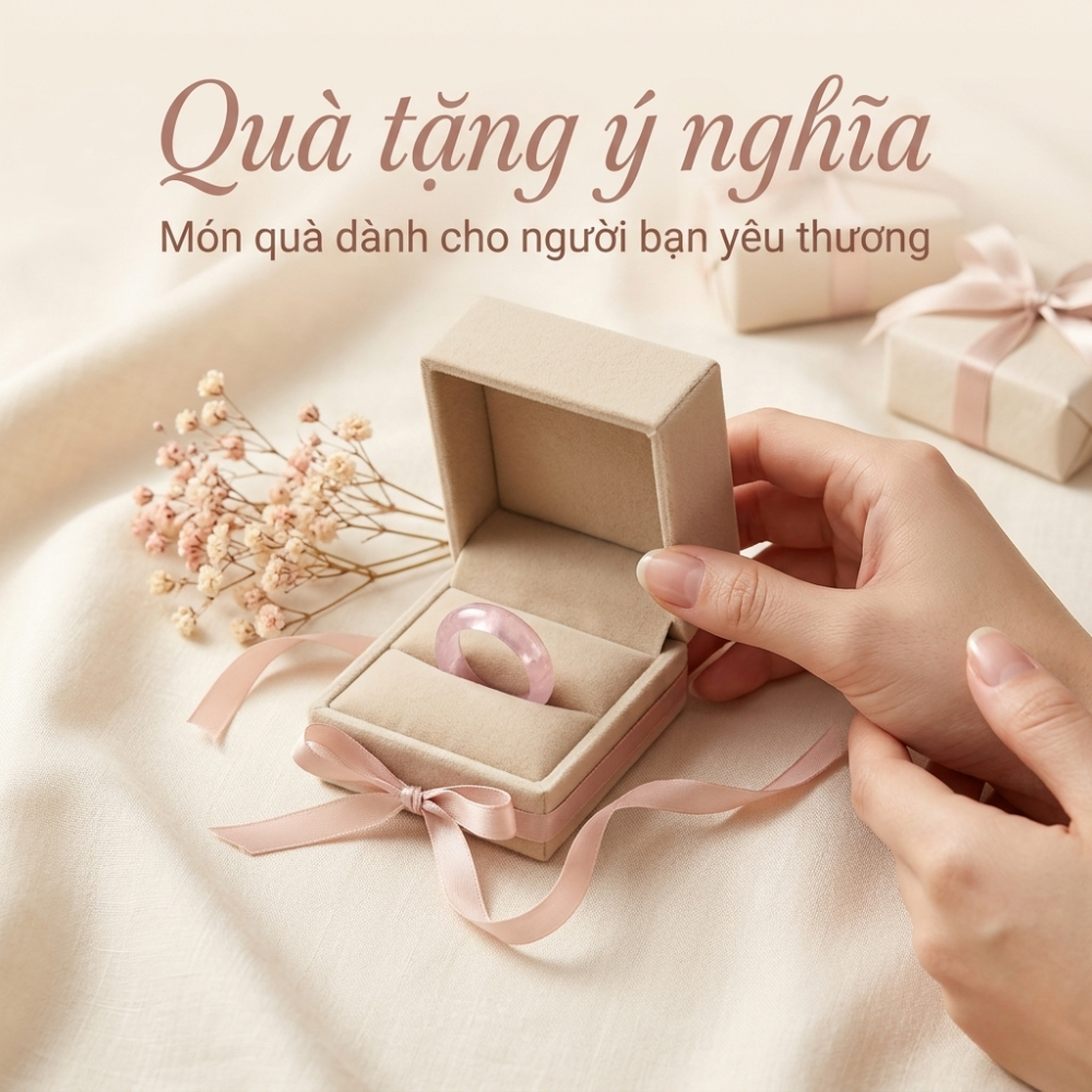 Nhẫn đá thạch anh Chalcedony phong thủy Lộc Tụ Các Madagascar chất băng - Khởi quang tinh xảo thu hút năng lượng