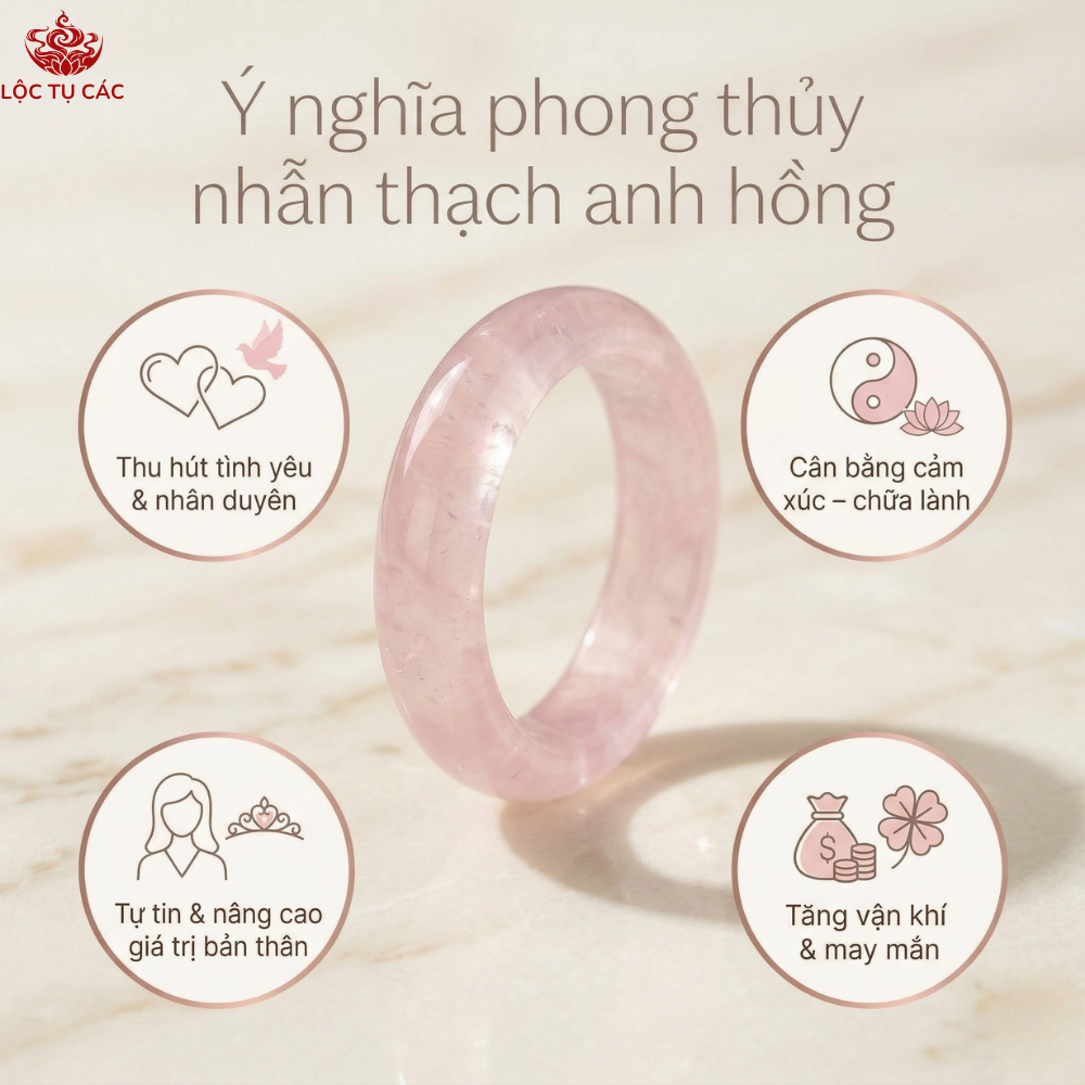 Nhẫn đá thạch anh Chalcedony phong thủy Lộc Tụ Các Madagascar chất băng - Khởi quang tinh xảo thu hút năng lượng
