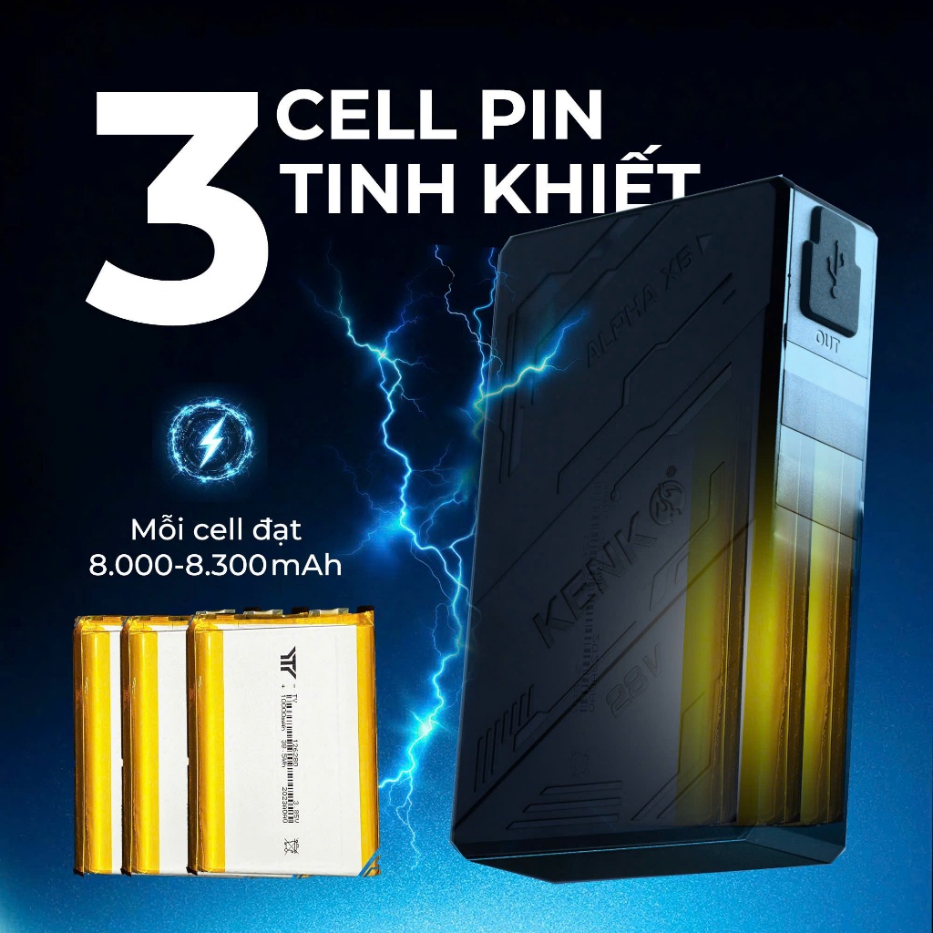 [KENKO STORE] (Pin, sạc lẻ) 28V KENKO X6. Trang bị IPX4 chống nước, không hạ áp. Bảo hành 12 tháng.