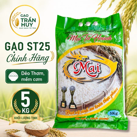Gạo Mai Tư Hoảnh 5KG Thơm Dẻo Nhiều Hạt Dài Cơm Ngọt Gạo Ngon Gia Đình Đóng Gói Nhà Máy