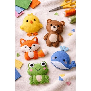 (​Tặng Vỉ 21 Màu Chỉ & Kim) Set 20 Màu Vải Dạ Nỉ Cứng Làm Đồ Handmade, Sách Vải, Thú Treo Nôi