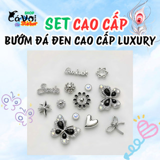 Set Charm Dép Crocs Bướm Đá Đen Cao Cấp Luxury Mix Goodluck Hoa Sao Trái Tim Phong Cách Sang Trọng Cool Ngầu 2026