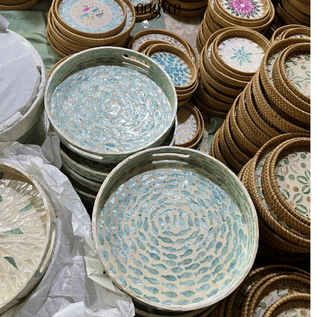 Khay Mây Guột ONGTRE Tròn, Chữ Nhật, Khay Đựng Trà Bánh, Đồ Ăn, Decor, Chụp Ảnh, Nhiều Size, Nhà Hàng, Khách Sạn, Resort