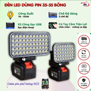 Đèn LED Siêu Sáng Sử Dụng Pin Makita, Đèn Pin 35-55 Bóng Chân Pin Phổ Thông 2 Chế Độ Sử Dụng Làm Việc Ban Đêm, Cắm Trại