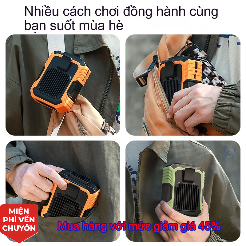 Quạt đeo hông, quạt cầm tay/để bàn mini USB kẹp, quạt làm mát đeo cổ ngoài trời