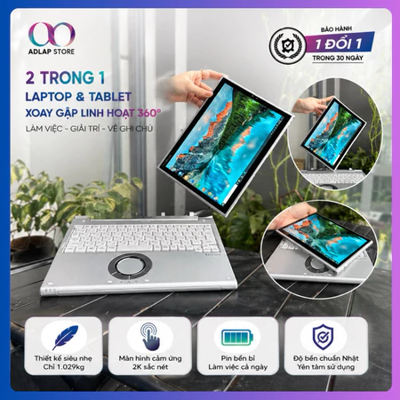 💻 Laptop 2in1 Panasonic Let’s Note CF-XZ6 ngang Surface Pro5 - Core i5 RAM 8GB – SSD 256GB