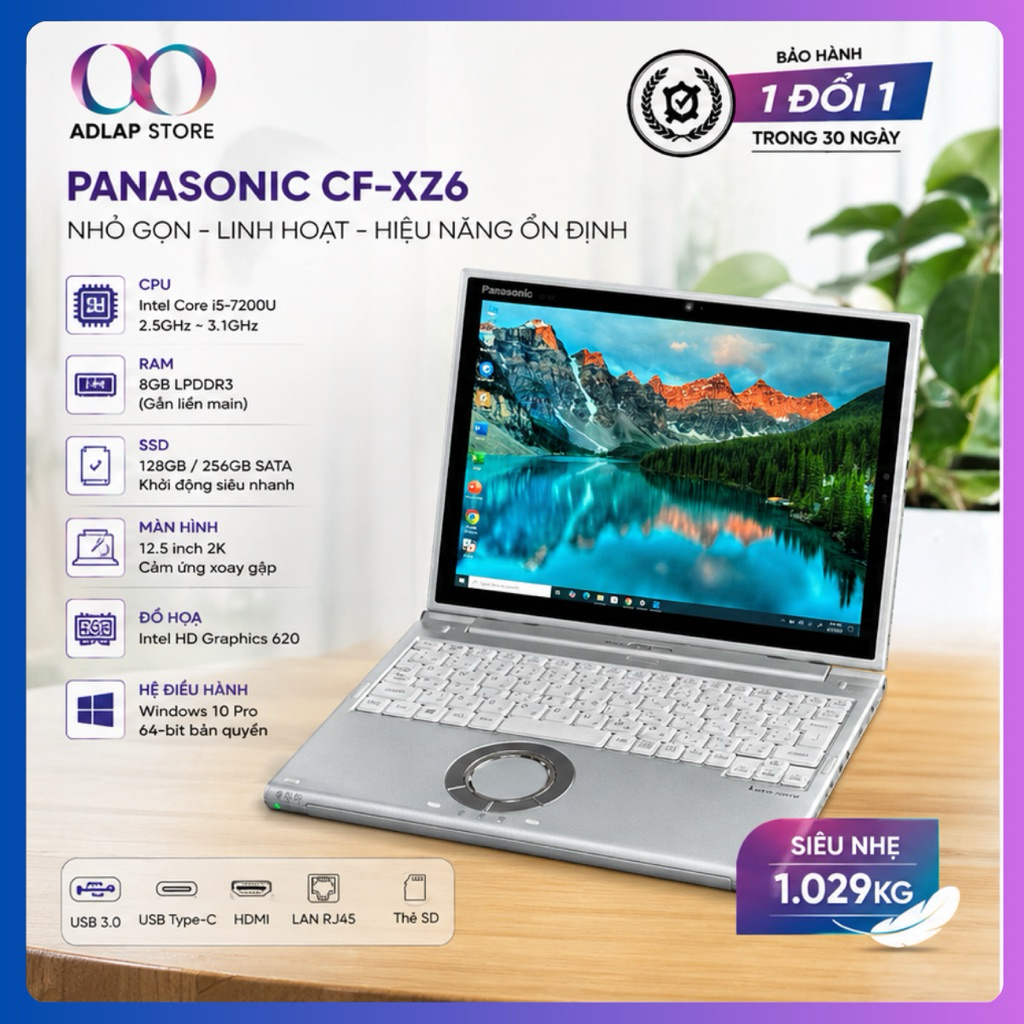 💻 Laptop 2in1 Panasonic Let's Note CF-XZ6 ngang Surface Pro5