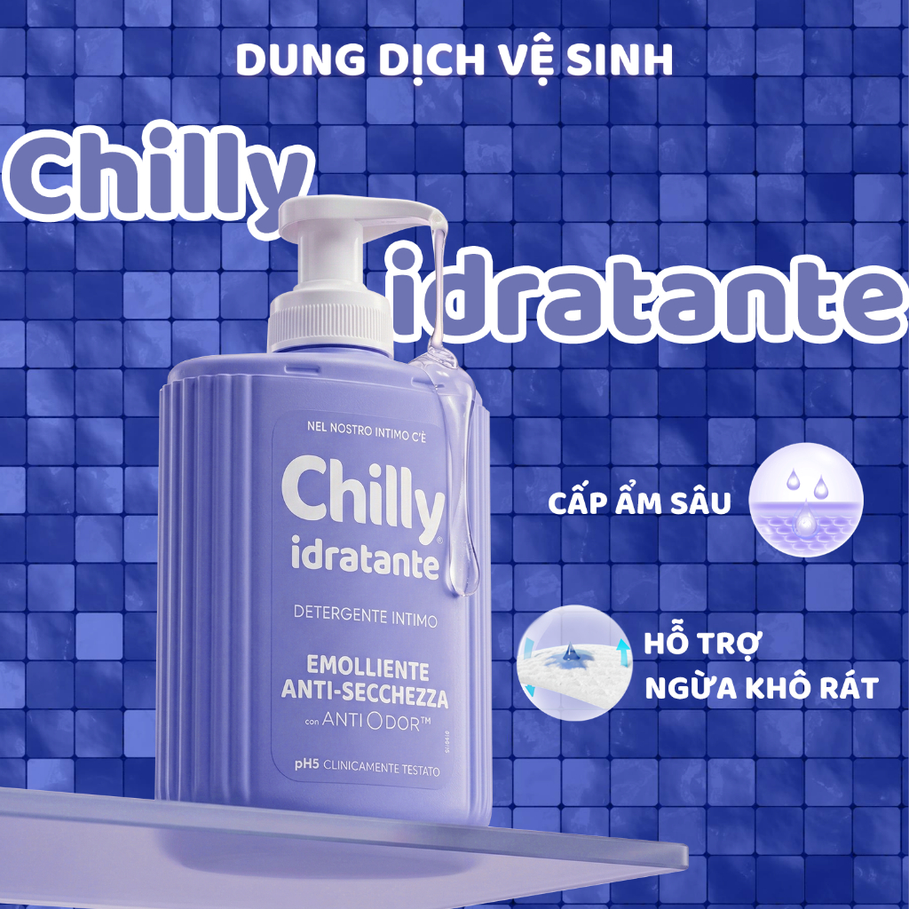 (Sạch Sâu Tiện Lợi) Combo Dung dịch vệ sinh Chilly Idratante 200ml + Khăn khăn Fresco tiện lợi mỗi ngày