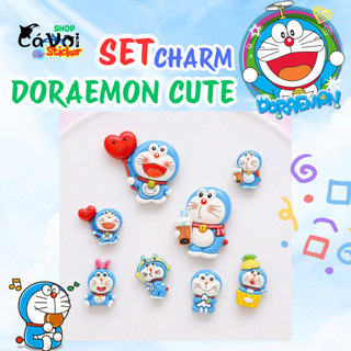 Set Charm Doraemon Cute Đa Biểu Cảm – Trà Sữa & Love Resin Cao Cấp Gắn Dép Crocs, Decor Siêu Xinh 2026