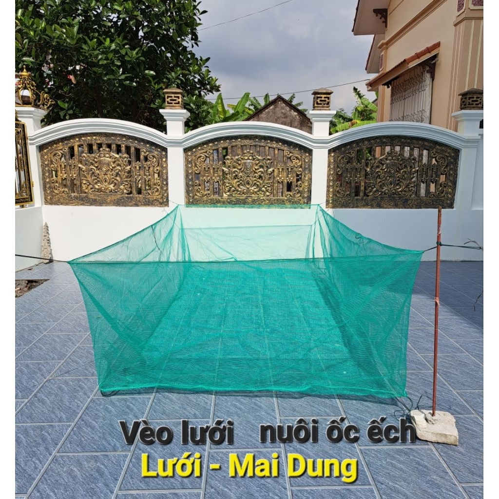 Vèo lưới nuôi ốc ếch cá lươn mắt lưới 5li mầu xanh, bền bỉ, độ bền cao