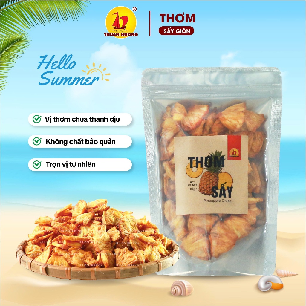 Thơm sấy giòn Thuận Hương 110gr - Trái cây sấy ăn vặt chua chua thanh dịu - Chuẩn hàng xuất khẩu