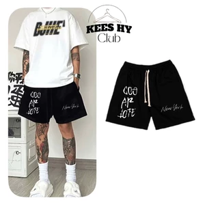 Quần Short Nỉ In Lụa Chữ Form Trên Gối Lưng Thun Dây Rút Co Giãn 2 Chiều Thoáng Mát