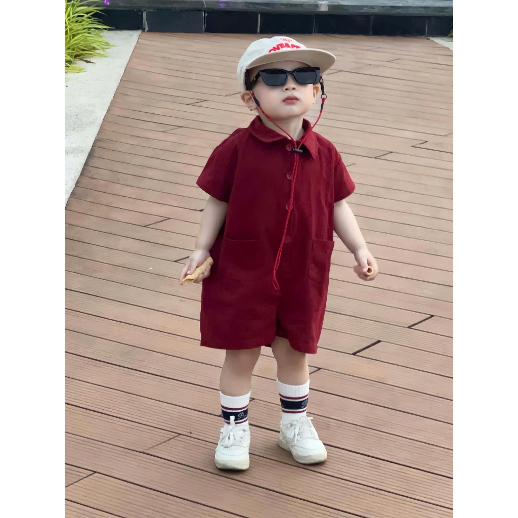 Sẵn Ship - Jumpsuit Liền Thân cover Hàn Quốc cho bé trai bé gái 7-20kg mặc đi học, đi chơi đi biển đều xinh