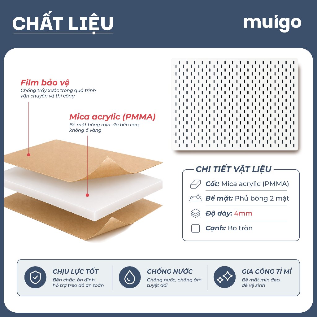 [Tặng phụ kiện] BẢNG PEGBOARD NHỰA TREO TƯỜNG CAO CẤP | Bảng Lỗ Decor Tiện Dụng, Tối Ưu Không Gian