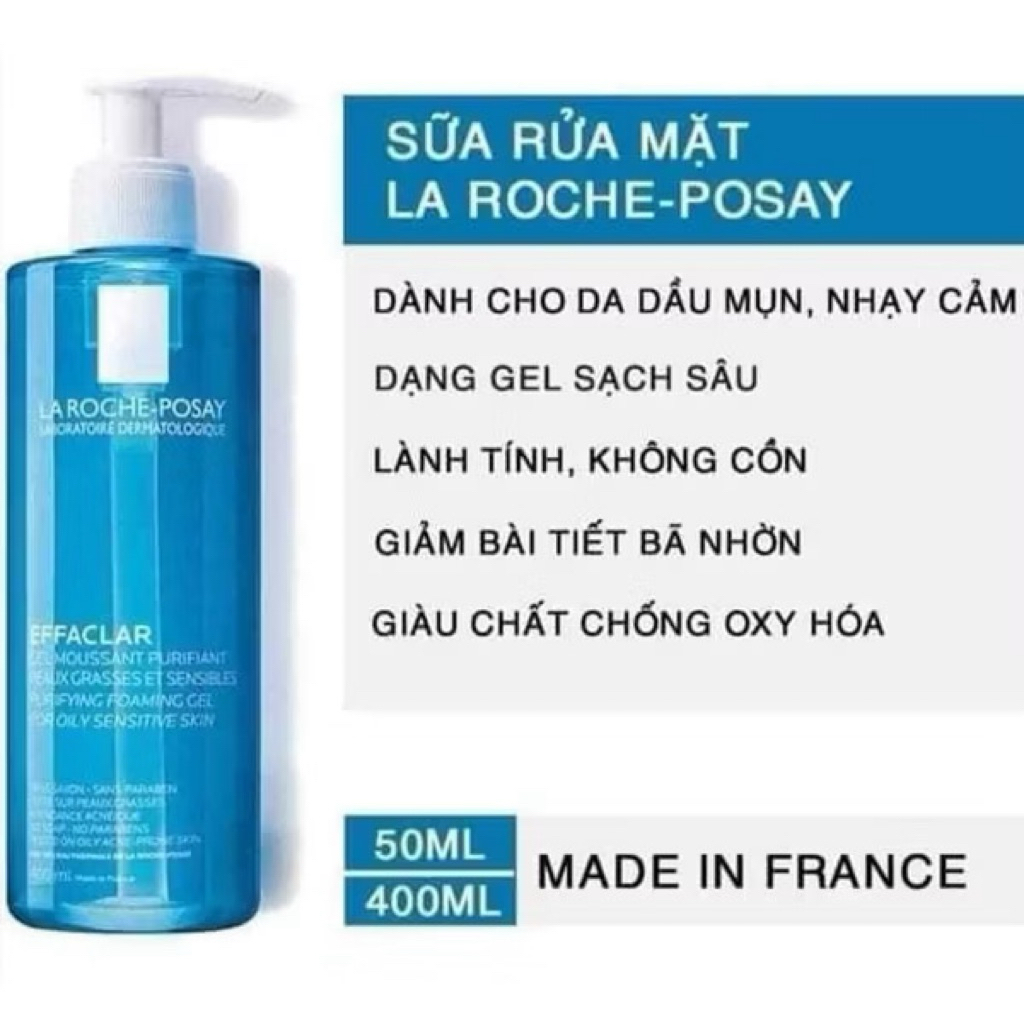 Sữa Rửa Mặt Effaclar La Roche Posay 400ml Hỗ Trợ Làm Sạch Da Dầu Mụn