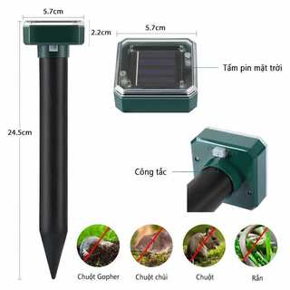 Cọc Siêu Âm Đuổi Chuột Chũi Năng Lượng Mặt Trời -  Thiết Bị Chống Chuột Phá Vườn Chống Nước ABS
