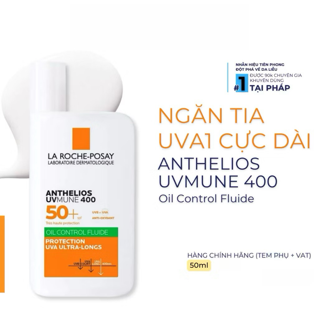 Kem Chống Nắng La Roche Posay Anthelios UVMune 400 SPF50+ Kiềm Dầu 50ml Chính Hãng
