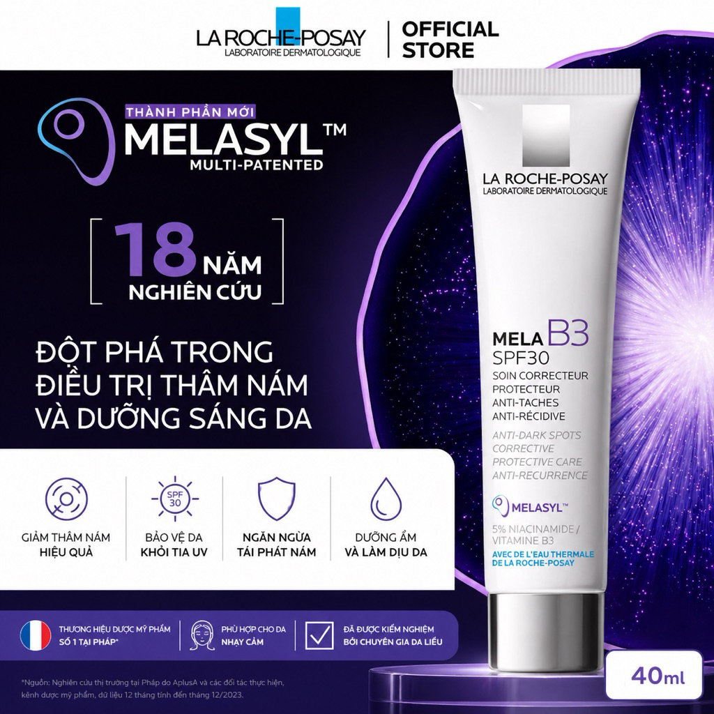 Kem Dưỡng La Roche Posay Mela B3 SPF30 40ml Hỗ Trợ Mờ Thâm Sáng Da Đều Màu Chính Hãng