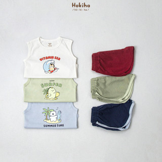 Bộ Ba Lỗ Tank Top In Hình Đáng Yêu Cho Bé Trai Bé Gái Hokiha Vải Cotton Mềm Mại, Co Giãn Thoải Mái Size Từ 8-17kg B98
