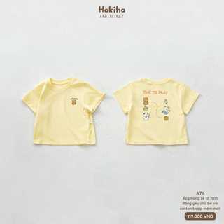 Áo Phông Xẻ Tà In Hình Đáng Yêu Cho Bé Trai Bé Gái Hokiha Vải Cotton Mềm Mại, Co Giãn Thoải Mái Size Từ 8-17kg A76