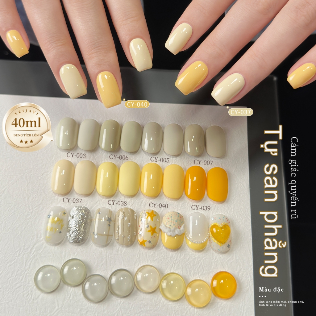 XEIJAYI 40ml-Sơn móng tay dạng gel màu vàng xoài và xám mơ, dung tích lớn, thích hợp cho các tiệm nail và các dự án DIY.